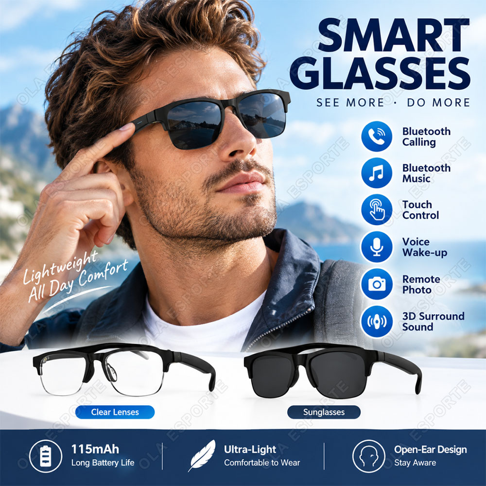 Smart Glasses Lens - AI Smart Glasses HD Audio Bluetooth